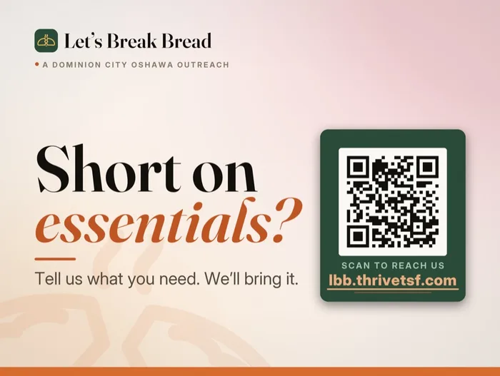 Let’s Break Bread sign: Short of everyday essentials? Just ask.